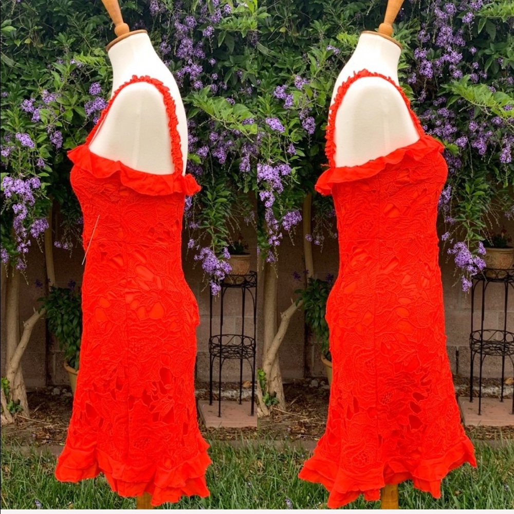 Lulus Deep In Love Red Ruffled Lace Dress - Picture 7 of 9